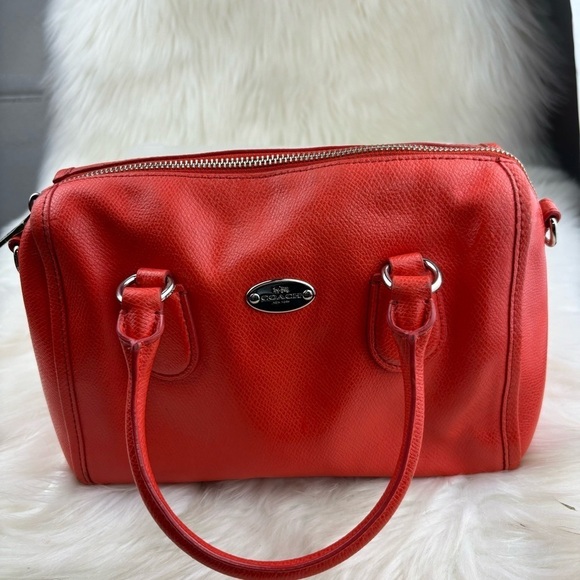 COACH ORANGE LEATHER SATCHEL BAG - Picture 2 of 14